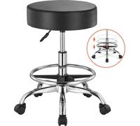 Tabouret selle réglable en hauteur Tabouret pivotant avec dossier et repose-pieds - charge max. 204kg - pour bureau, salle d'étude et salon