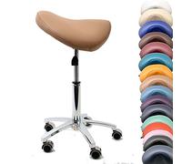 Tabouret selle Selle/chaise avec roulettes pour tous les Sols en caoutchouc et pied en métal - Ergonomique - réglable en hauteur - plusieurs couleurs - Rotation à 360 ° - Tabouret de travail - pratique Tabouret - Aucun outil nécessaire