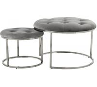 Tabouret semi artisanal LOT DE 2 ZADA 40x40 gris clair et gris foncé
