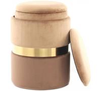 Tabouret semi artisanal LOT DE 2 ZATE 31x31 brun clair et or