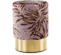 Tabouret semi artisanal motif floral ZANA 35x35x46 violet et or