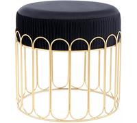 Tabouret semi artisanal ZAGA 40x40x39 or et noir