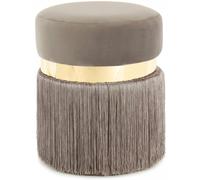 Tabouret semi artisanal ZALE 38x38x45 taupe et or