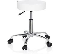 HJH Office Tabouret de bureau Operator II – Similicuir blanc, pivotant, réglable, roulettes