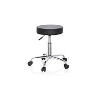 HJH Office Tabouret bureau Operator II 729410 – Similicuir noir – Réglable en hauteur avec roulettes