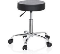 hjh OFFICE 729410 Tabouret de Bureau Operator II Similicuir Noir Tabouret réglable en Hauteur avec roulettes