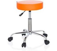 hjh OFFICE 729412 Tabouret de Bureau Operator II Similicuir Orange Tabouret réglable en Hauteur avec roulettes