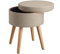 Tabouret siège pouf avec coffre de rangement table basse beige 08_0000558