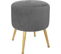 Tabouret "Solaro" gris en velours plissé - Atmosphera créateur d'intérieur