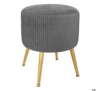 Tabouret ""Solaro"" velours plissé gris - Atmosphera createur d'interieur