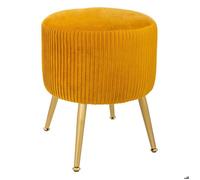 Tabouret ""Solaro"" velours plissé jaune moutarde - Atmosphera createur d'interieur