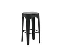 Tabouret structure noire en résine, assise en bois foncé - Hauteur 72,5 cm
