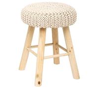 Tabouret ""Suzette"" tricot beige - Atmosphera createur d'interieur
