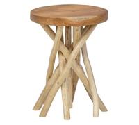 Tabouret / Table d'appoint D. 30 cm en bois de teck naturel - OKTO 2 Meubletmoi