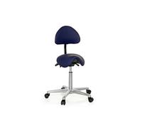 hjh OFFICE Tabouret de travail Top Work 20 – assise PU, dossier, hauteur réglable, inclinable, Bleu
