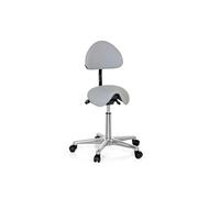 hjh OFFICE Tabouret de Travail avec Dossier Top Work 20 PU Gris Tabouret de Selle avec roulettes réglable en Hauteur, inclinable