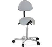 hjh OFFICE Tabouret de Travail avec Dossier Top Work 20 PU Gris Tabouret de Selle avec roulettes réglable en Hauteur, inclinable