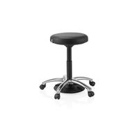 hjh OFFICE Operator Step Tabouret pivotant - Chaise de travail réglable en hauteur avec rotation à 360° - Rembourrage Softex confortable - Base en aluminium pour cabinet, laboratoire et atelier - Noir