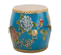 Tabouret tambour chinois en bois - Table d'appoint polyvalente intérieur/extérieur et support pour plantes, repose-pieds décoratif pour salon, chambre à coucher, terrasse