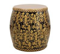 Tabouret tambour chinois en bois - Table d'appoint polyvalente intérieur/extérieur et support pour plantes, repose-pieds décoratif pour salon, chambre à coucher, terrasse