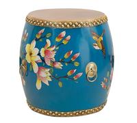 Tabouret tambour chinois en bois - Table d'appoint polyvalente intérieur/extérieur et support pour plantes, repose-pieds décoratif pour salon, chambre à coucher, terrasse