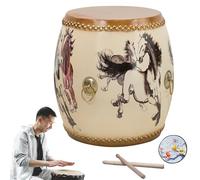 Tabouret Tambour Chinois en Bois, Tabouret de Jardin Rond Rustique Peint à la Main, rétro Massif 45 cm, d'appoint d'extérieur avec Baguettes et Coussinets, pour Balcon(Beige e)