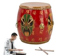 Tabouret Tambour Chinois en Bois, Tabouret de Jardin Rond Rustique Peint à la Main, rétro Massif 45 cm, d'appoint d'extérieur avec Baguettes et Coussinets, pour Balcon(Red b)