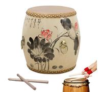 Tabouret Tambour Chinois en Bois, tabourets de Jardin Ronds rustiques, décoratifs céramique, Pied 45 cm Peint à la Main, Tabouret rétro résistant 150 kg, pour Salon et Balcon(Beige c)