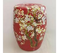 Tabouret tambour chinois peint à la main, décoration de jardin émaillée pour patio, cour, porche, arrière-cour, accent décoratif pour les espaces extérieurs