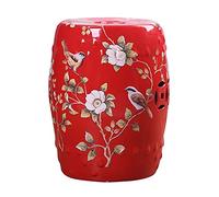 Tabouret tambour en céramique à fleurs rouges, tabouret de décoration de jardin, tabouret de ménage, table portable, décoration de salon, peut être utilisé dans de nombreuses occasions à l'intérieur