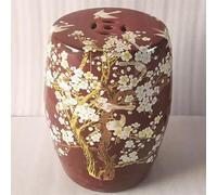 Tabouret tambour en céramique de style chinois - Décoration de jardin émaillée peinte à la main - Support de fleurs pour patio, porche et arrière-cour - Accent jaune vif pour espaces extérieurs