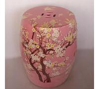 Tabouret tambour en céramique de style chinois - Décoration de jardin émaillée peinte à la main - Support de fleurs pour patio, porche et arrière-cour - Accent jaune vif pour espaces extérieurs