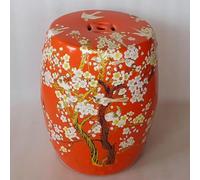 Tabouret tambour en céramique de style chinois - Décoration de jardin émaillée peinte à la main - Support de fleurs pour patio, porche et arrière-cour - Accent jaune vif pour espaces extérieurs