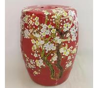 Tabouret tambour en céramique de style chinois - Décoration de jardin émaillée peinte à la main - Support de fleurs pour patio, porche et arrière-cour - Accent jaune vif pour espaces extérieurs
