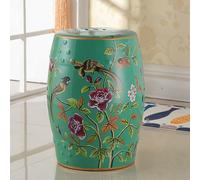 Tabouret Tambour en céramique Fleur et Oiseau, Tabouret décoratif de Jardin, adapté au, Patio, à la pelouse, l'intérieur l'extérieur Maison(C)