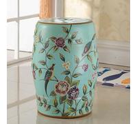 Tabouret Tambour en céramique， Tabouret Tambour en céramique Fleur et Oiseau, Tabouret décoratif de Jardin, adapté au, Patio, à la pelouse, l'intérieur l'extérieur Maison(A)