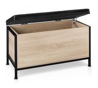 Tabouret - TECTAKE - Banquette coffre CALICO matelassé en bois et cuir synthétique 81,5 x 41,5 x 50,5 cm - Bois clair