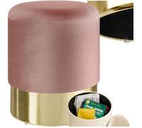 TABOURET - TECTAKE - Pouf SARINA Coffre de rangement rond en Velours 36 cm x 445 cm 300 kg poids supporté - Rose