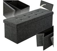 Tabouret- TECTAKE - Tabouret banc avec espace de rangement, pliant et rembourré, en polyester, 110 x 38 x 38 cm - Gris foncé