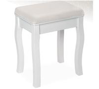 tectake® Tabouret Coiffeuse 40 x 30 x 51 cm, Chaise avec Coussin pour Coiffeuse Table de Maquillage Table manucure, Tabouret Piano Chaise Maquillage Pouf Banc Piano Décoration Chambre Salon, Blanc