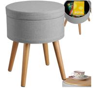 TABOURET - TECTAKE - Tabouret YARA avec Coffre de Rangement 105 L et Table d'Appoint 355 x 455 cm - Gris clair