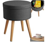 TABOURET - TECTAKE - Tabouret YARA avec Coffre de Rangement 105 L et Table d'Appoint 355 x 455 cm - Gris foncé