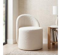 FineBuy Pouf en Tissu Teddy 40cm Crème Rond - Pouf Design en Tissu - Pouf rembourré avec Dossier - Tabouret de Coiffeuse - Pouf d'appoint Lounge pour Salon Fait Main