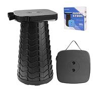 Tabouret télescopique portable amélioré avec grand siège - Tabouret de camping carré rétractable pour adultes, tabouret télescopique pliable léger et compact (noir)