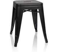 hjh OFFICE 645006 Tabouret en métal VANTAGGIO Noir Mat Tabouret au Design Industriel, empilable, Bas