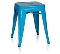 hjh OFFICE 645004 Tabouret bistrot VANTAGGIO Métal Bleu Clair, Tabouret au Look Industriel et Moderne, empilable