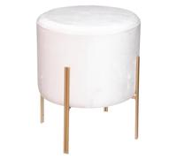 Atmosphera Tabouret Living Design en velours 40 cm Ivoire & Or