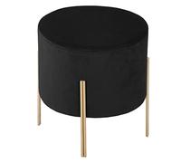 Tabouret Velours Noir et Pied en métal H 40 cm - Atmosphera
