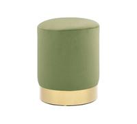 Tabouret Vert moutarde et doré Velours
