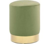 Tabouret Vert moutarde et doré Velours Vert G